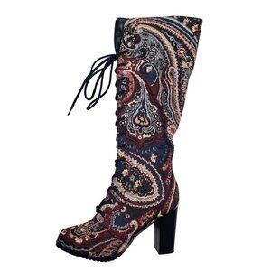 VINTAGE INSPIRED PAISLEY TAPESTRY GOGO BOOTS